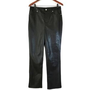 Express Black Faux Vegan Leather Pants Size 12R Straight Leg NEW NWT $98